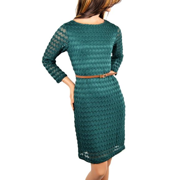 Sharagano Dresses & Skirts - NWT SHARAGANO Textured Knit Stretch Dress w. Belt
